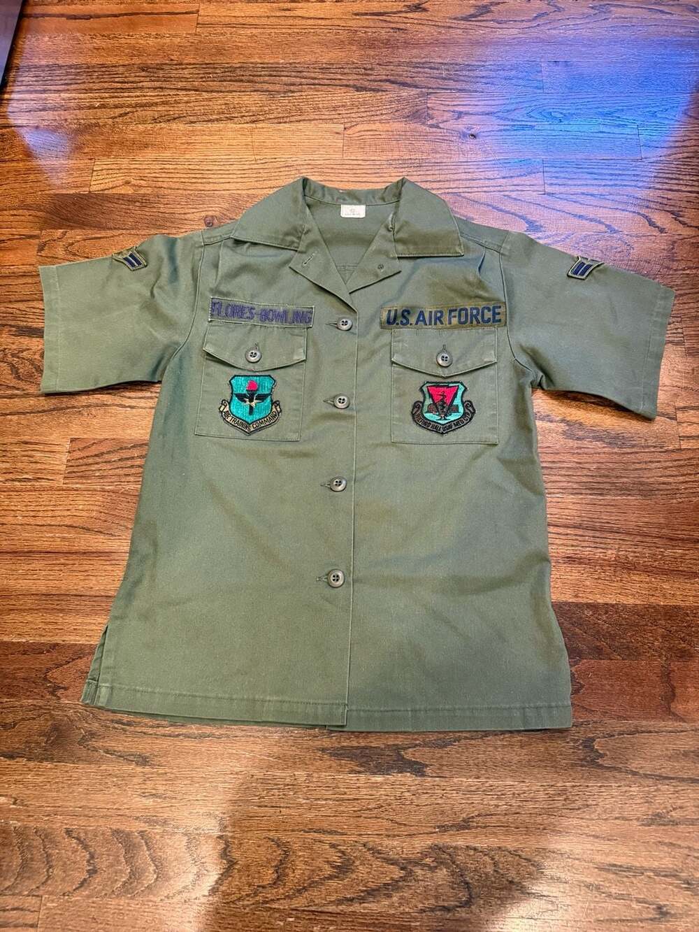 Vintage US Air Force OG-507 Women's Utility Shirt Short Sleeve Patches 8S